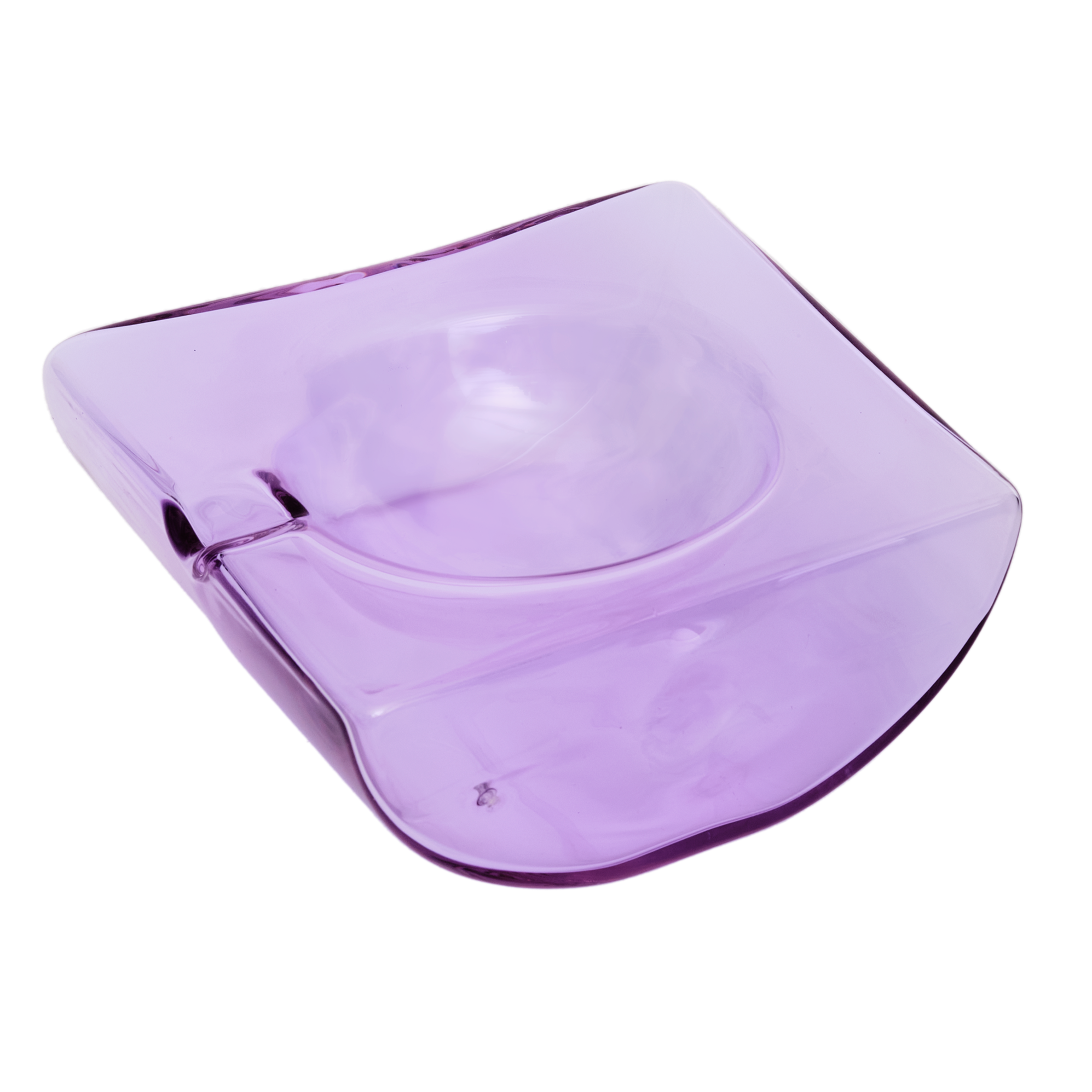 Purple glass bowl on a white background